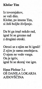 Hana Plešnar, 3.r., Klošar Tim